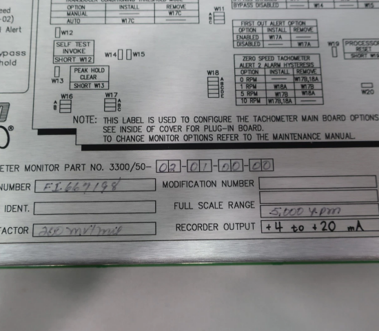 Bently Nevada 3300/50-02-01-00-00 Tachometer Monitor