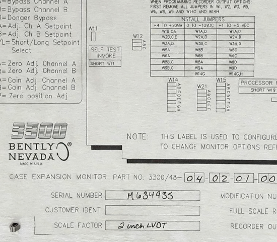3300/48-04-02-01-00 BENTLY NEVADA 3300 Machinery Protection System